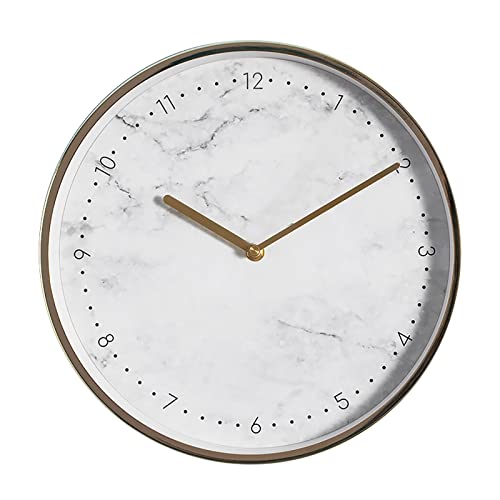 GJFZMD Wandkunst Wanduhr Marmor Textur Silent Wanduhren Dekoration Arabische Zahl Glaswahl for Wohnzimmer und Bürofläche (Color : B, Size : 14inch) Cover