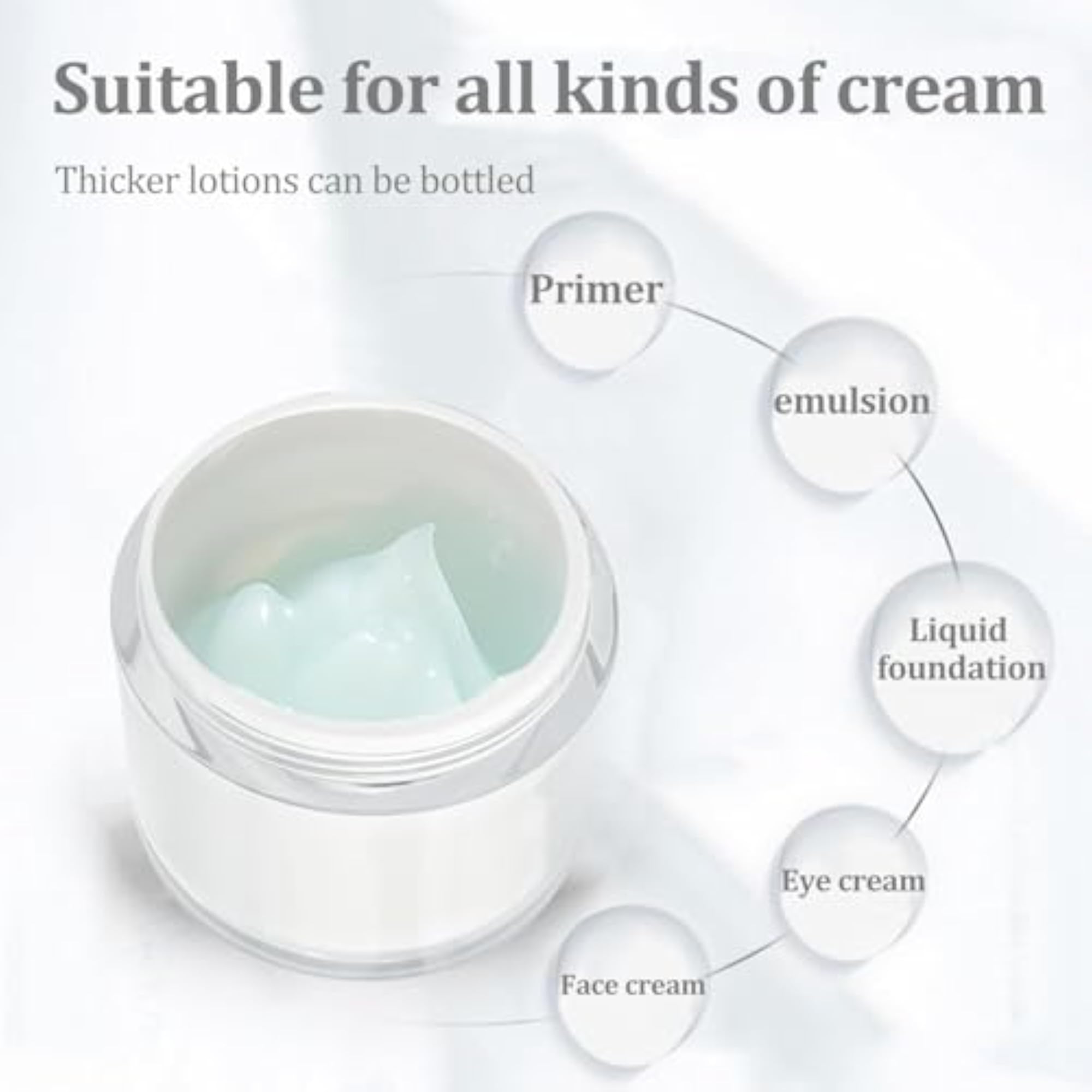 Airless Pump Jars 50ML, Refillable Cosmetic Containers