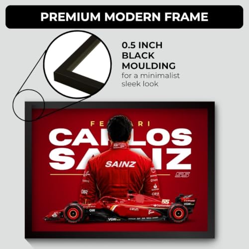 Image of Funk You Store Carlos Sainz Poster | Ferari F1 Poster | Framed F1 Driver A4 Sized (31 x 23 cm) | Carlos Sainz Posters | Car Frame for Wall, Formula 1 Frames | Formula 1 Framed (F 247)