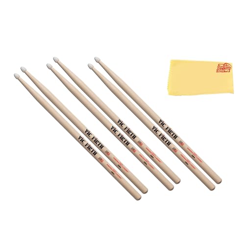 Vic Firth American Classic 5B �i�C���� �e�B�b�v �h�����X�e�B�b�N - �I�[�X�e�B���o�U�[�������z�t��3�p�b�N�o���h��