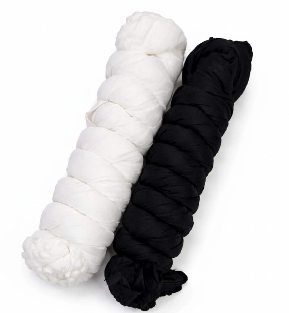 Cotton Dupatta, White and Black, Pack of 2-picture-21