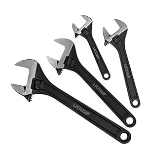 Lichamp 4-Piece CR-V Adjustable Wrench Set, Industrial Grade Drop Forged Chrome Vanadium Steel Black Oxide Finish Wide Jaw, 6 Inch, 8 Inch, 10 Inch and 12 Inch