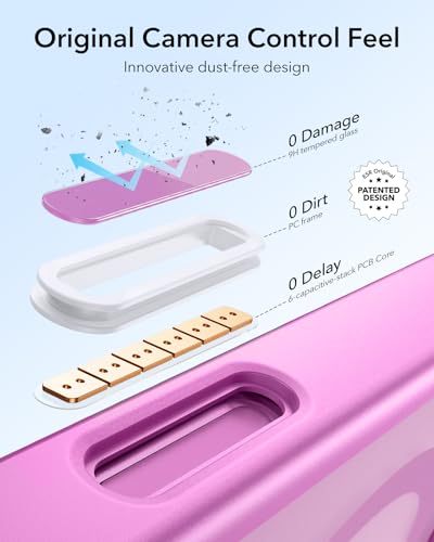 Image of ESR for iPhone 16 Case, Camera Control Button Compatible with MagSafe, Military-Grade Protective Case, Built-in Stash Stand Phone Case, Scratch-Resistant Back Cover, Classic Series, Frosted Pink