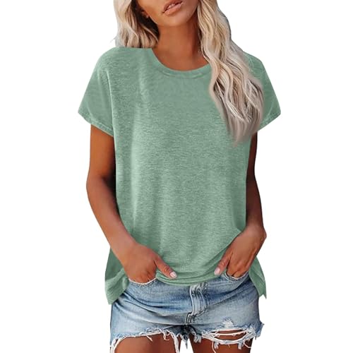 Blusas De Mujer Elegantes Básica Verano Camisetas Manga Corta Mujer Rebajas Algodón T Shirts Blusas Cuello Redondo Blusas Mujer Tallas Grandes Top Compra Online Verde Menta XL