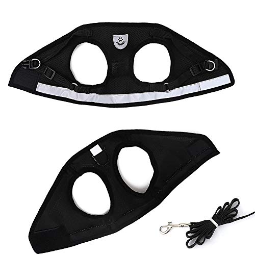 Image of FEimaX Dog Harness and Leash Set for Walking, Soft Mesh Adjustable Easy Control Lightweight Cat Vest Harnesses with Reflective Strips, Escape Proof Small Dogs Cats Vests (Black, Large)