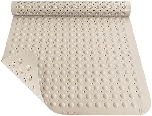 Yolife Extra Large TPE Shower Mat, 47.2" L x 31.5" W Anti Slip Bath Mat with Drain Holes and Suction Cups, Large Size Mat More Suitable for Shower Stall, No Odor, Heavy Mat (Apricot)