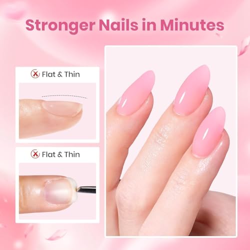 Image of Beetles Builder Gel Nails Kit with UV Lamp,Cat Eye Gel Nail Polish,Base Top Coat,Pink Building Gel,for Thickening Strengthening Building Instant Apex,Beginner DIY Salon at Home Gifts for Women