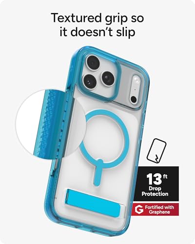 Image of ZAGG Santa Cruz Snap Case with Kickstand for iPhone 17 Pro Max - Tranquil Blue, Drop Protection (13ft /4m), MagSafe Charging Compatible, Anti-Yellowing Technology, Scratch Resistant Phone Case