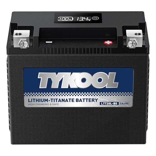 TYKOOL YTX20L-BS YTX20HL-BS, LTT20L-BS, Lithium Titanate Powersports Battery, 600 CCA, Normally Work at 40°F, Fits for Motorcycle,ATV,UTV, PWC, Snowmobile, Lawn Mower, Portable Generator