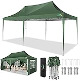 【VERSCHIEDENE HÖHENOPTIONEN】 Der cobizi Faltpavillon ist höhenverstellbar, Sie können ihn nach Ihren Bedürfnissen einstellen, 300 cm - 310 cm - 323 cm, Sie müssen nur mit dem Daumen drücken, um ihn leicht einzustellen. Das verbesserte Daumenverriegelungssystem lässt sich leicht verriegeln und lösen und schützt die Finger vor dem Einklemmen.