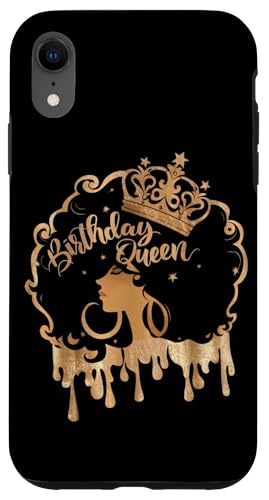 Carcasa para iPhone XR Birthday Queen Crown Black Melanina Afroamericana para mujer