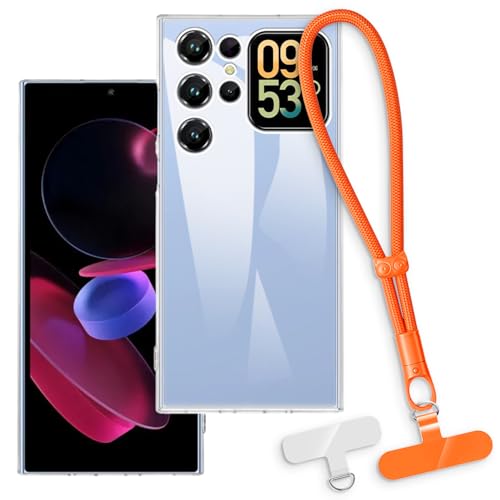 OAGELIM 2-in-1�ی�P�[�X�ƃ��X�g�X�g���b�v Oukitel C62 Pro �Ƃ̌݊������� ���O���\�ȃ��j���[�h�t���d�b�J�o�[�A����~�ߕ����h�~�O���b�v�n���h�� (�N���A + �I�����W)