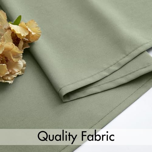 Image of MIULEE Sage Green Semi Sheer Privacy Curtains Drapes 2 Panels 52W x 84L | Semi sheer privacy, non-see-through, light filtering, fits kitchen, bathroom, bedroom