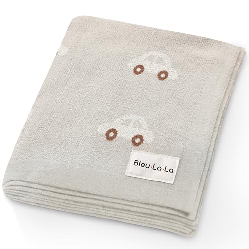 Image of Bleu La La Baby Receiving Blanket for Boys 100% Cotton Buttery Soft Cozy Receiving Swaddle Crib Stroller Blanket for Shower Gift Registry for Newborns, Infants, Toddlers (Cars - Oat)