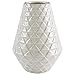 Stone & Beam Modern Farmhouse Triangle Pattern Stoneware Home Decor Flower Vase - 9 x 6.6 Inches, Ecru White