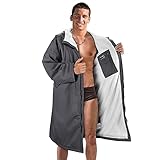Catalonia Swim Parka for Men Women, Oversized Waterproof Surf Swimming Jacket, Warm Sherpa Lined Swim Coat, Changing Poncho Robe