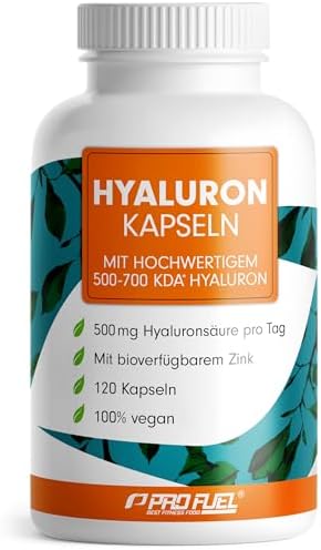 Hyaluron Kapseln 120x - mit 500 mg Hyaluron pro Tag - hochwertige 500-700 kDa Hyaluronsäure + 2 mg Zink aus Zink-Bisglycinat - laborgeprüft mit Zertifikat - 100% vegan - Vorrat für