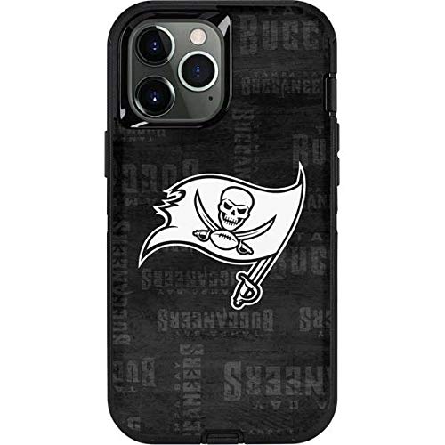Skinit Decal Phone Skin Compatible with OtterBox Defender Case for iPhone 12 Pro Max - Officially Licensed NFL Tampa Bay Buccaneers Black & White Design
