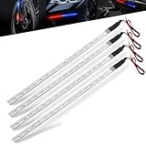 YSY 4-Pack 30cm 60cm Knight Rider Flash Scanner Neon Led Waterproof Cuttable Decorative Atmosphere Strip Light for Car Scooter External Internal 12V (Red and Blue, 30cm)
