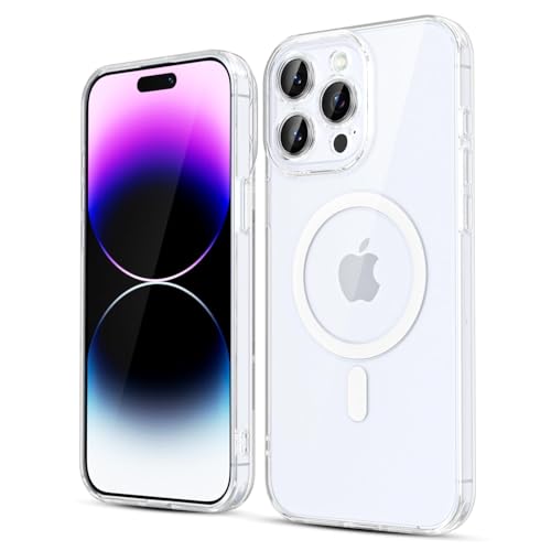 LoeoeL for iPhone 14 Pro Max Case Clear Mag Safe, Magnetic Transparent TPU Silicone Compatible with Magsafe Phone Case for Women, Slim Thin Glossy Non-Yellowing Bright Hard Plastic, Clear