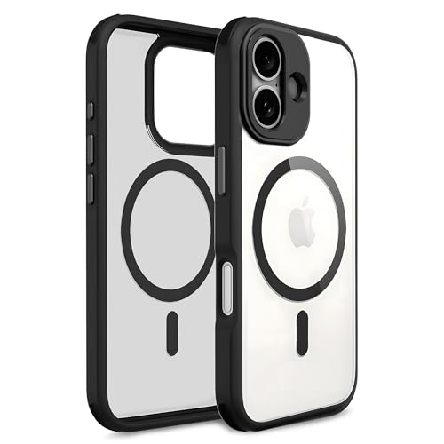 Image of DailyObjects Polycarbonate Case for iPhone 16 Plus Compatible with Mag-Safe Wireless Charging | Black Hybrid Magnetic Armour Slim Shockproof Back Cover