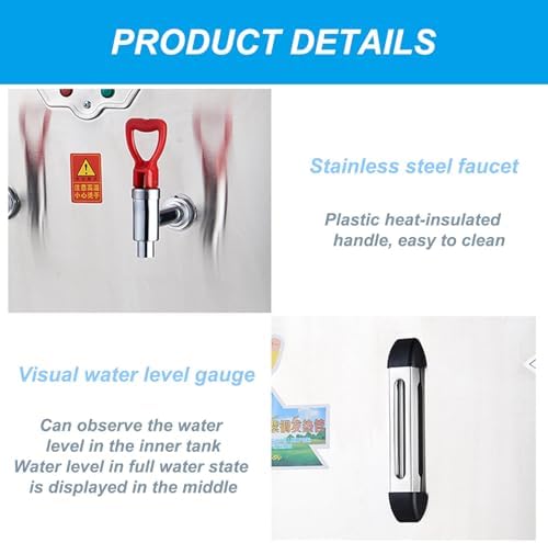 3000W/6000W Commercial Water Boiler, 30L/60L Hot Water Dispenser with Temperature Display, Adjustable Temp Control, Faucet Included, 220V, Ideal for Restaurants & Cafes