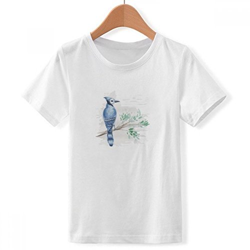 T-Shirt Blanc pour Les Garcon Imprimé Perroquet Bleu Branche Feuille XXXL