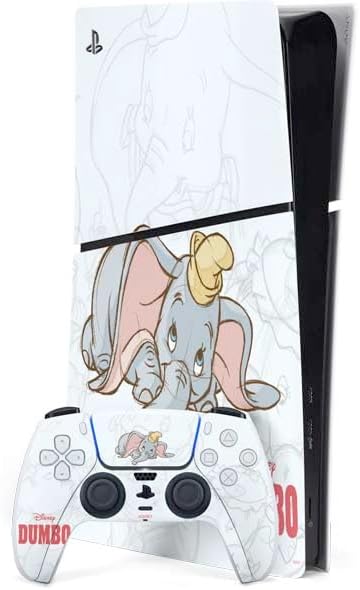 Skinit Decal Gaming Skin Compatible with PS5 Slim Digital Edition Bundle - Officially Licensed Disney Dumbo Classic Sketched Portrait Design