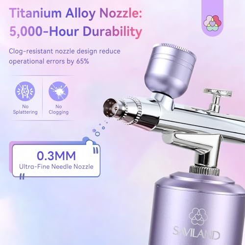 Image of SAVILAND Advanced 30 PSI Airbrush Kit: Purple AirBrush for Nails 0.3s Instant atomization Three-Mode Limitless Nail Art Creativity & Salon-Perfect Instant Color Nail Airbrush Machine for Ombre French
