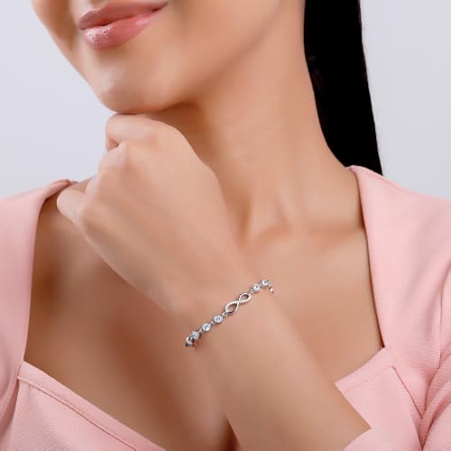 Image of GIVA 925 Silver Infinity Linked Bracelet, Adjustable | Gifts for Women and Girls | With Certificate of Authenticity and 925 Stamp | 6 Months Warranty