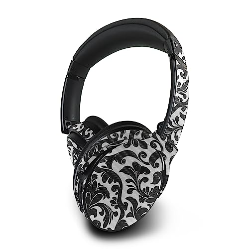 Image of MightySkins Carbon Fiber Skin Compatible with Bose QuietComfort 45 Headphones Black Damask | Protective, Durable Textured Carbon Fiber Finish | Easy to Apply | Made in The USA