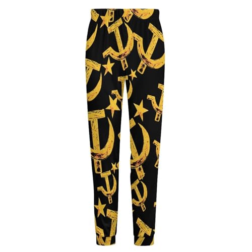 Russian Soviet Flag Hammer And Sickle Pajama Pants Men Pj Bottoms Sleepwear Lounge Pant4