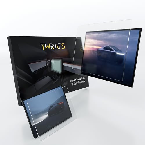TWRAPS Screen Protectors for Tesla Cybertruck 2024 2025 2026 Matte Anti Glare, 18.5" Front/Main & 9.4" Back/Rear, 9H PET Ultra Tough Shockproof Display Guard, Set of 2 Cyber Truck Accessories