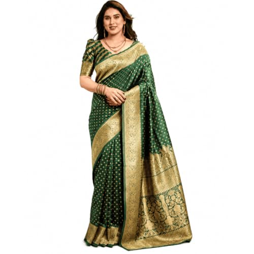 Beautiful Green Sarees for Sawan 2026: Top 5 Elegant Picks for Festive Wear 15 Banarasi Silk Saree For Women With Solid Plain Body And Heavy Jac...