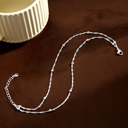 Image of Gold Ankle Bracelets for Women,14k Gold /Silver Plated Waterproof Layered lightweight Cuban Link Figaro Chain Heart anklet Bracelets Set Gold Anklets for women Trendy Jewelry Gift