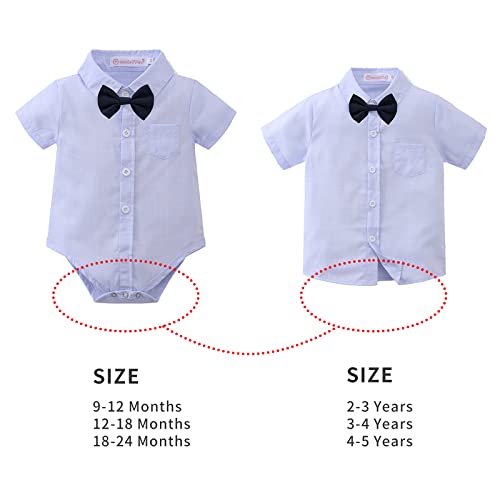 Image of Volunboy Baby Boy Formal Short Set Toddler Summer Gentleman Outfit Kid Short Sleeve Bowtie Shirt Suspender Shorts Suit