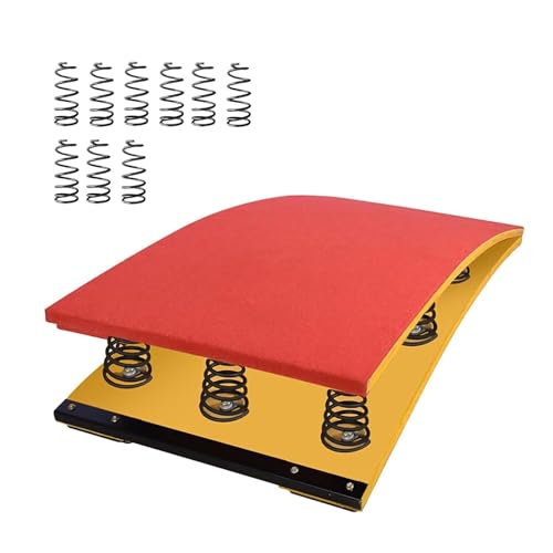 Trampolín de gimnasia y tabla de salto de 6 resortes con almohadilla antideslizante roja