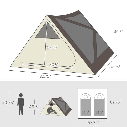 Carpa pop up marrón para 2-3 personas portátil miniatura 7