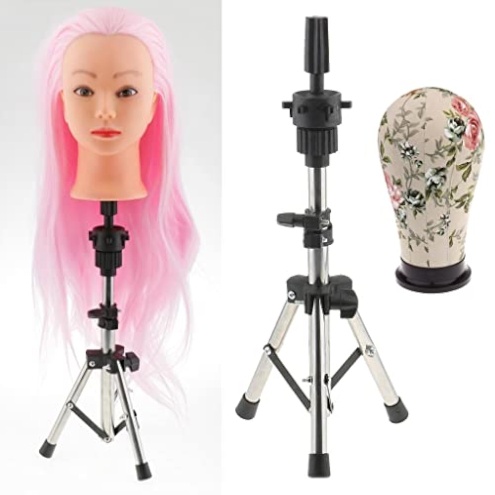 Adjustable Wig Making Canvas Block Head Model with Holder