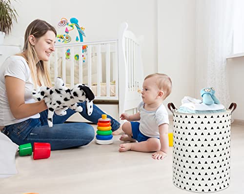 Hiyagon Large Sized Canvas Storage Baskets With Handle,Collapsible & Convenient Home Organizer Containers For Toys Storage,Baby Clothing(Triangle) #TOP2