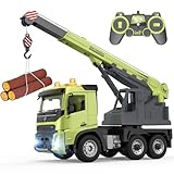 DOUBLE E Volvo FMX 1:20 Scale RC Crane Truck - 660° Rotating Console, 2.4GHz Anti-Interference, Realistic Lifting Sounds & LED Work Lights - Construction Toy for Kids & Adults