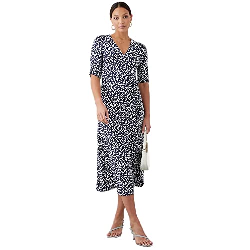 Dorothy Perkins Midi-Wickelkleid mit Punktemuster, Marineblau, navy, 38