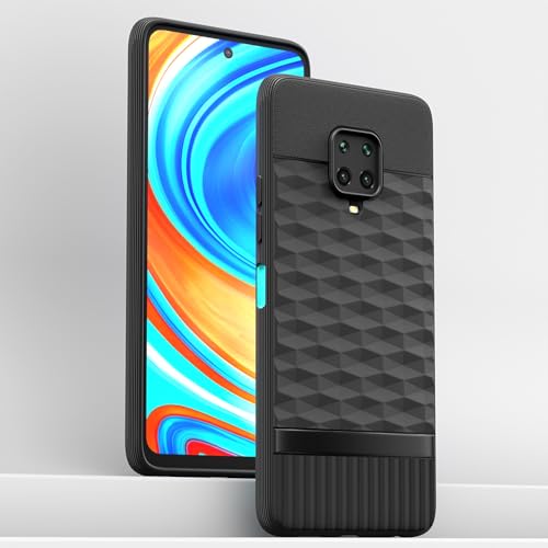 Image of Pikkme Back Cover for Redmi Note 10 Lite /Note 9 Pro /Pro Max /Poco M2 Pro Camera Protection 3D Hexa Cube Design Silicone Protective Bumper Case (Black)