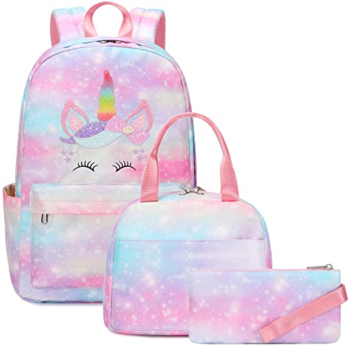 Sac à dos fille cartable primaire collège grand volume avec sac de repas et trousse scolaire