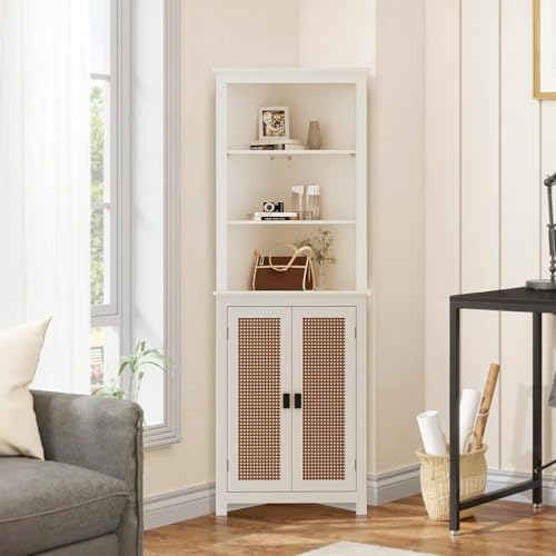 Tioutbot 64" Tall Corner Cabinet with 2 Barn Door Design