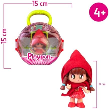 Cuentos con Bolsito Pinypon Famosa - Bolso Rojo Asa, Armario para Figuras Caperucita Roja, Incluye 3 Accesorios Pequeños