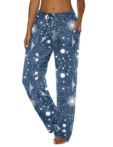 Image of Ekouaer Women Pajama Pants Comfy Pj Bottom with Pockets Stretch Plaid Sleepwear