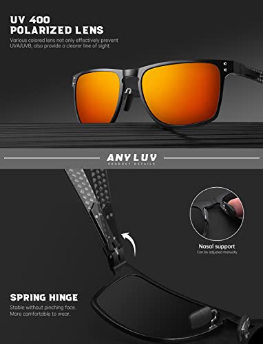 Image of ANYLUV Mens Sunglasses Polarized Upgraded Carbon Fiber Temple Sun Glasses Fashion Driving with UV Protection