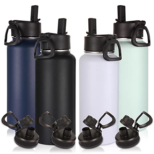 Volhoply 32 oz Insulated Water Bottles Bulk 4 Pack with Straw Lid...