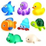 Giocattoli per Bagnetto,8PCS Luminosi Giocattoli da Bagno,Giochi Bagnetto Neonato,Giocatto...
